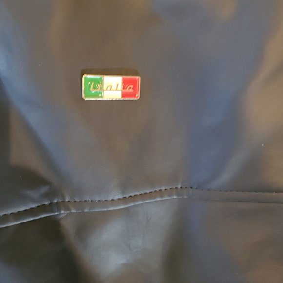 NWT Men's Navy Faux Leather Mid Length Buttoned Jacket - Picture 9 of 9